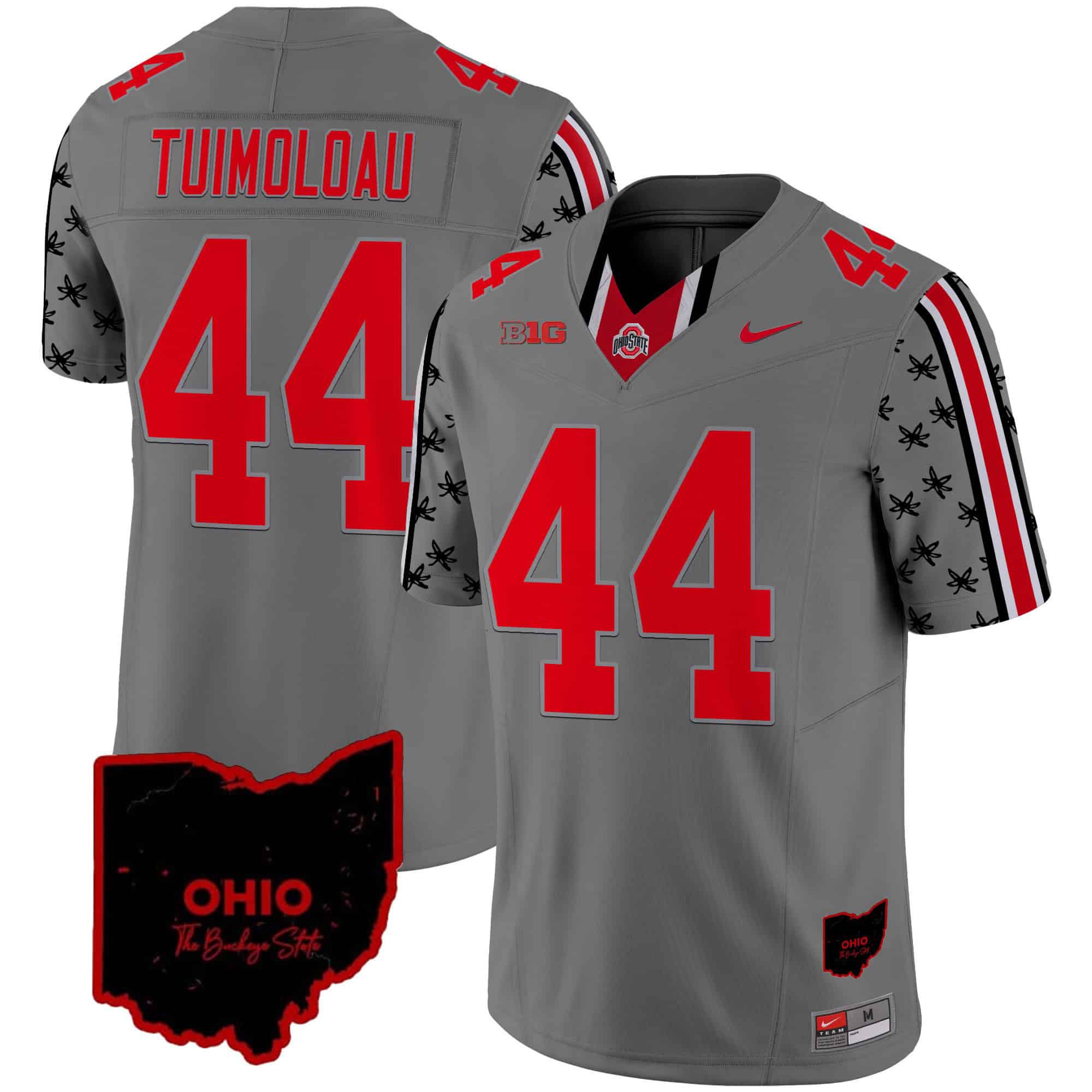 Men Ohio State Buckeyes #44 Tuimoloau Grey 2024 Nike Home Patch Vapor Limited NCAA Jersey
